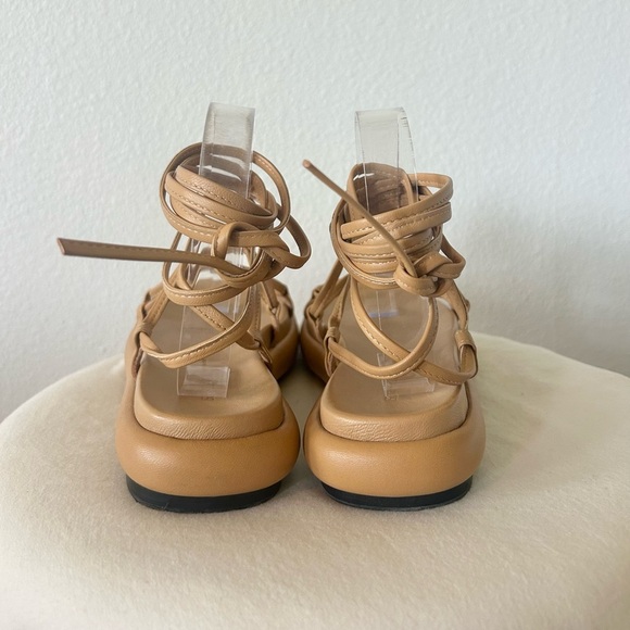 KHAITE Alba Leather Wraparound Platform Sandals in Tan - Picture 7 of 14